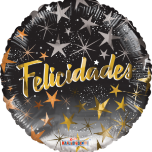 GLOBO- CUMPLEAÑOS- FELICIDADES ESTRELLAS NEGRO 18¨- KMYA35703-18